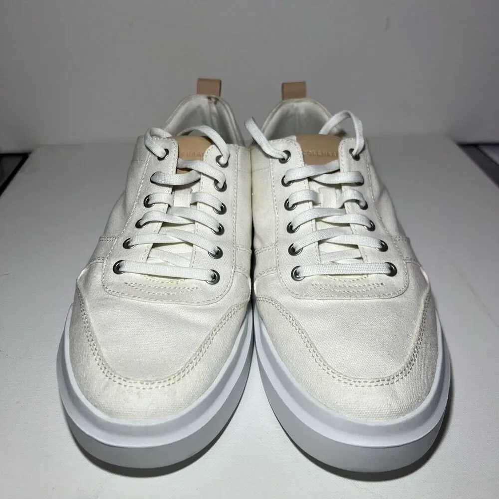 Size 9 Cole Haan Men's GrandPro Rally Canvas Court Sneaker Ivory C34713